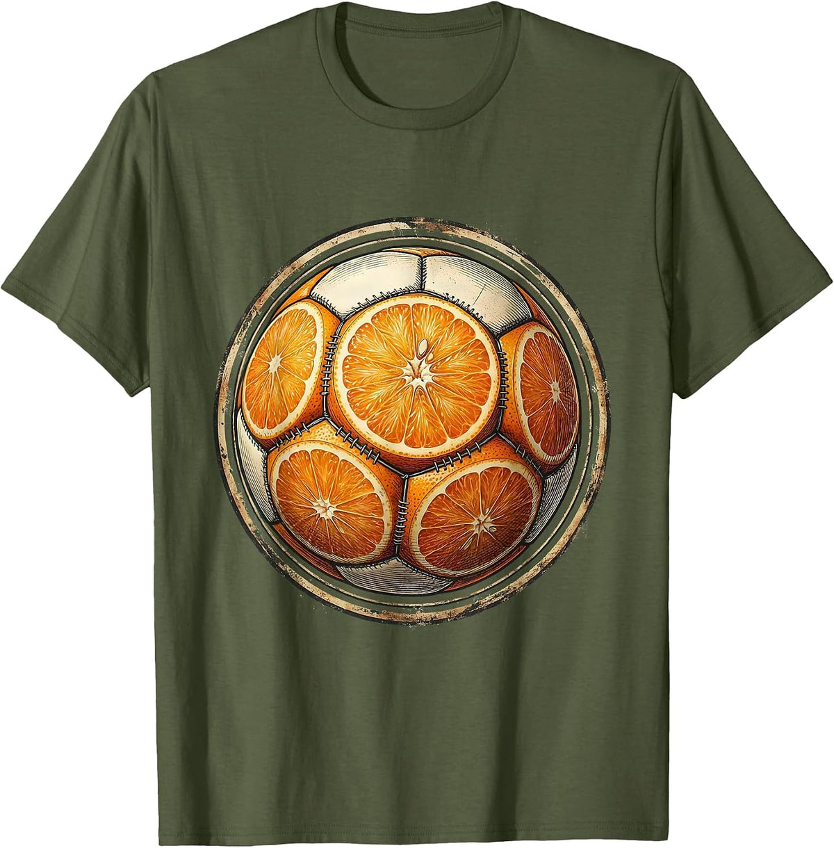 Men's Soccer Dad Orange Slice Soccer Ball Graphic T-Shirt - Olive Green