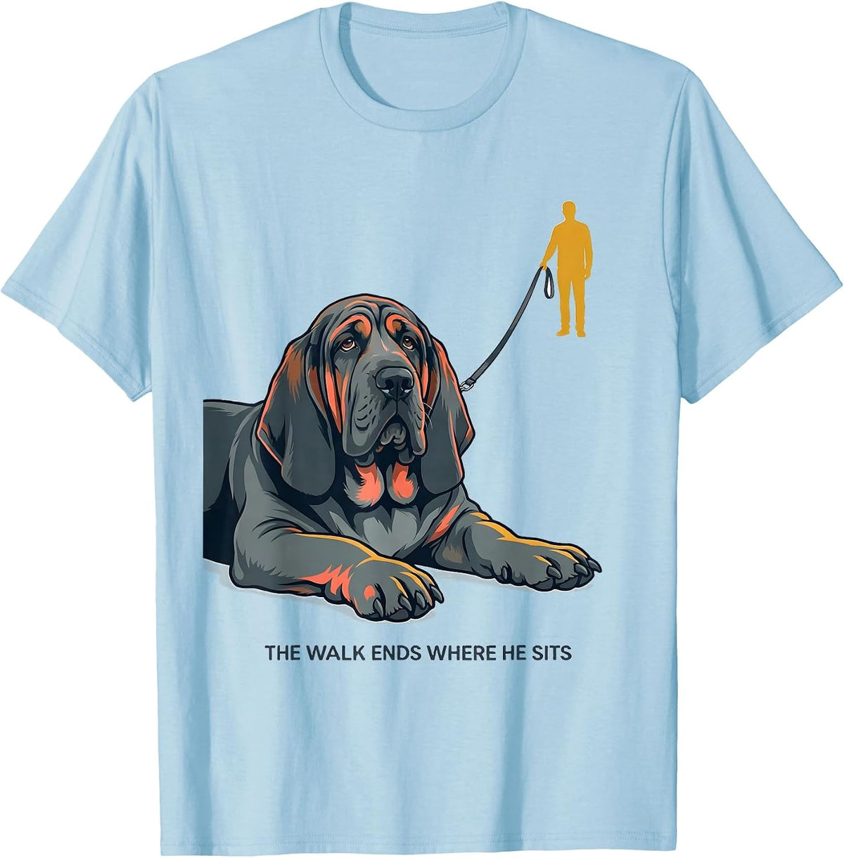 Men's The Walk Ends Where He Sits Funny Basset Hound Dog Lover T-Shirt - Baby Blue
