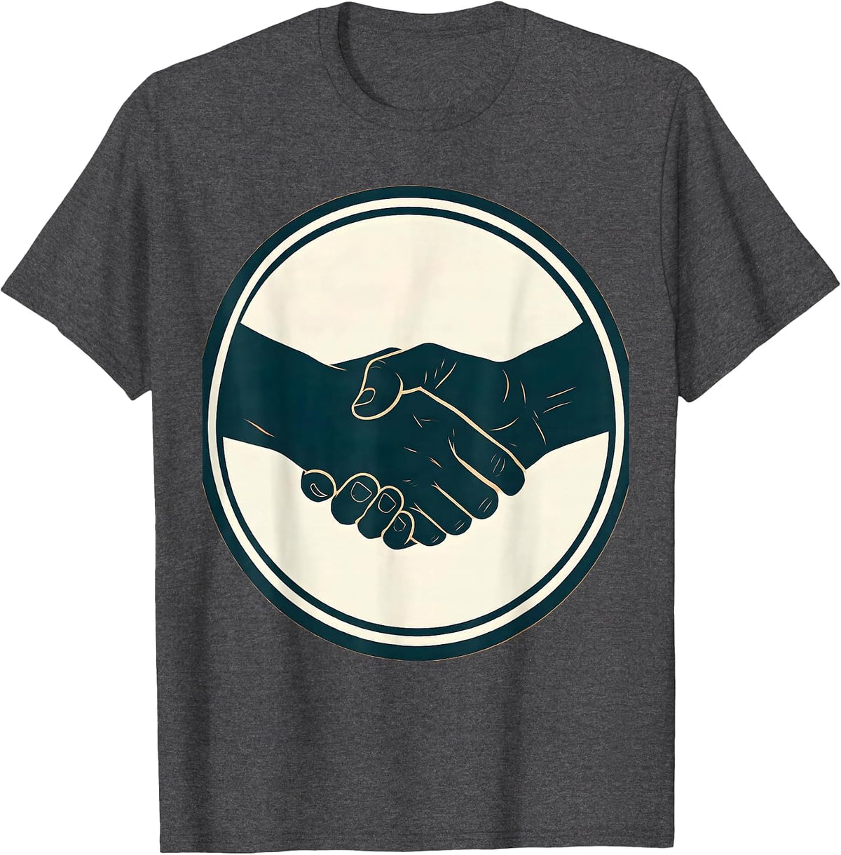 Physical Therapy Supportive Handshake Illustration T-Shirt - Dark Heather Grey