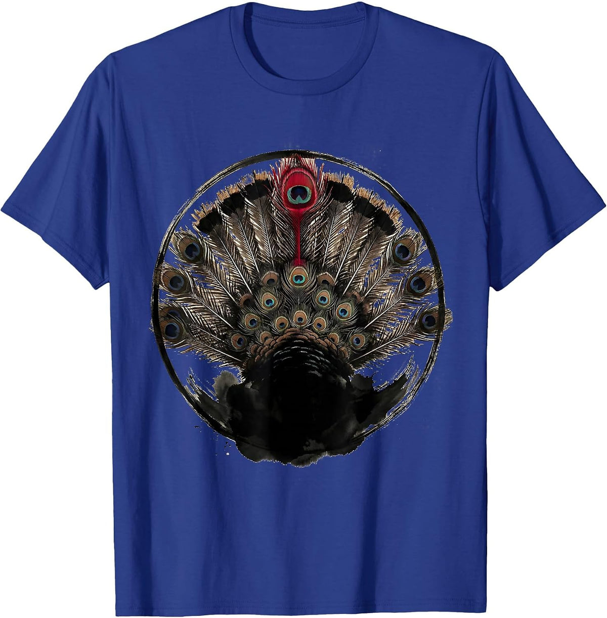 Wild Turkey Feather Fan Display Graphic T-Shirt - Royal Blue