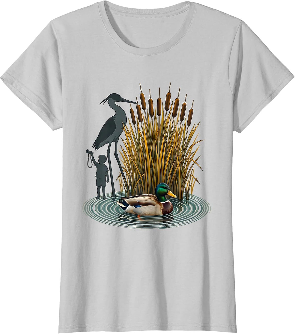 Ripple Mallard Duck Hunting Dad Retro Camo Gift T-Shirt - Silver Grey