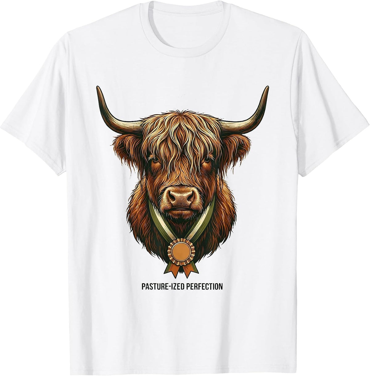Men's Pasture-ized Perfection Funny Highland Cow Sarcastic Animal T-Shirt - White
