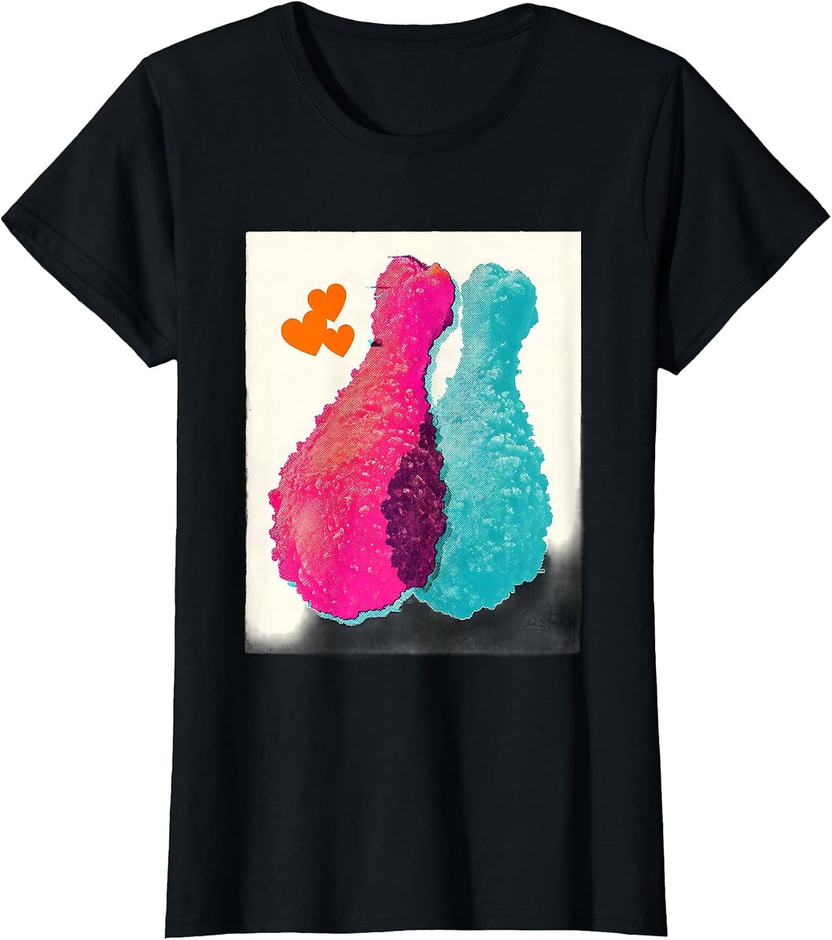 Paired Chicken Drumsticks Risograph Food Lover Humor T-Shirt - Black