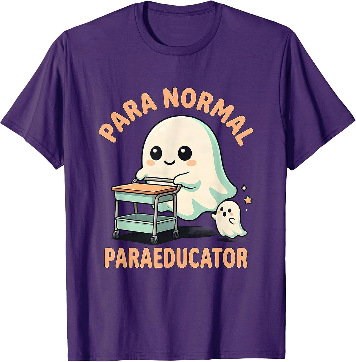 Para Normal Paraeducator Cute Kawaii Ghost Halloween T-Shirt - Purple