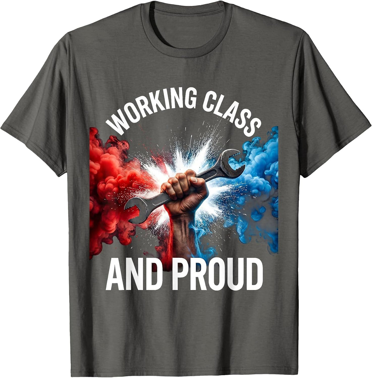 Working Class and Proud Labor Day Graphic T-Shirt - Asphalt Grey