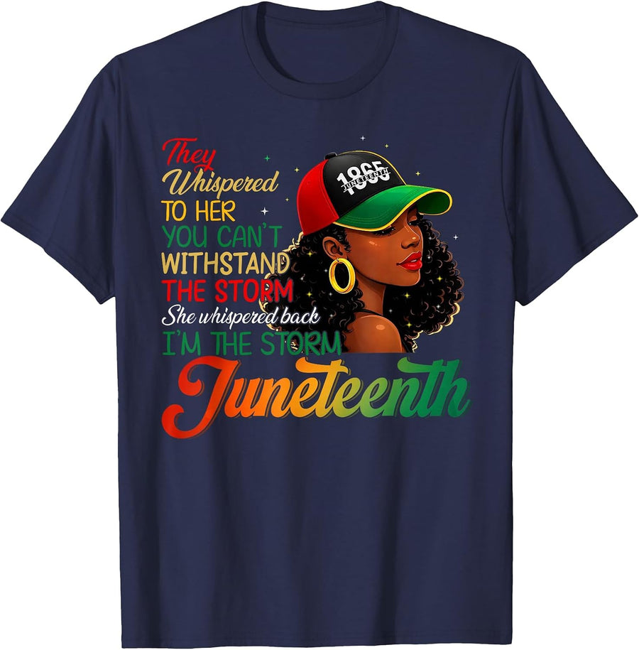 Juneteenth Shirts I'm The Storm Black Women Black History T-Shirt - Navy Blue