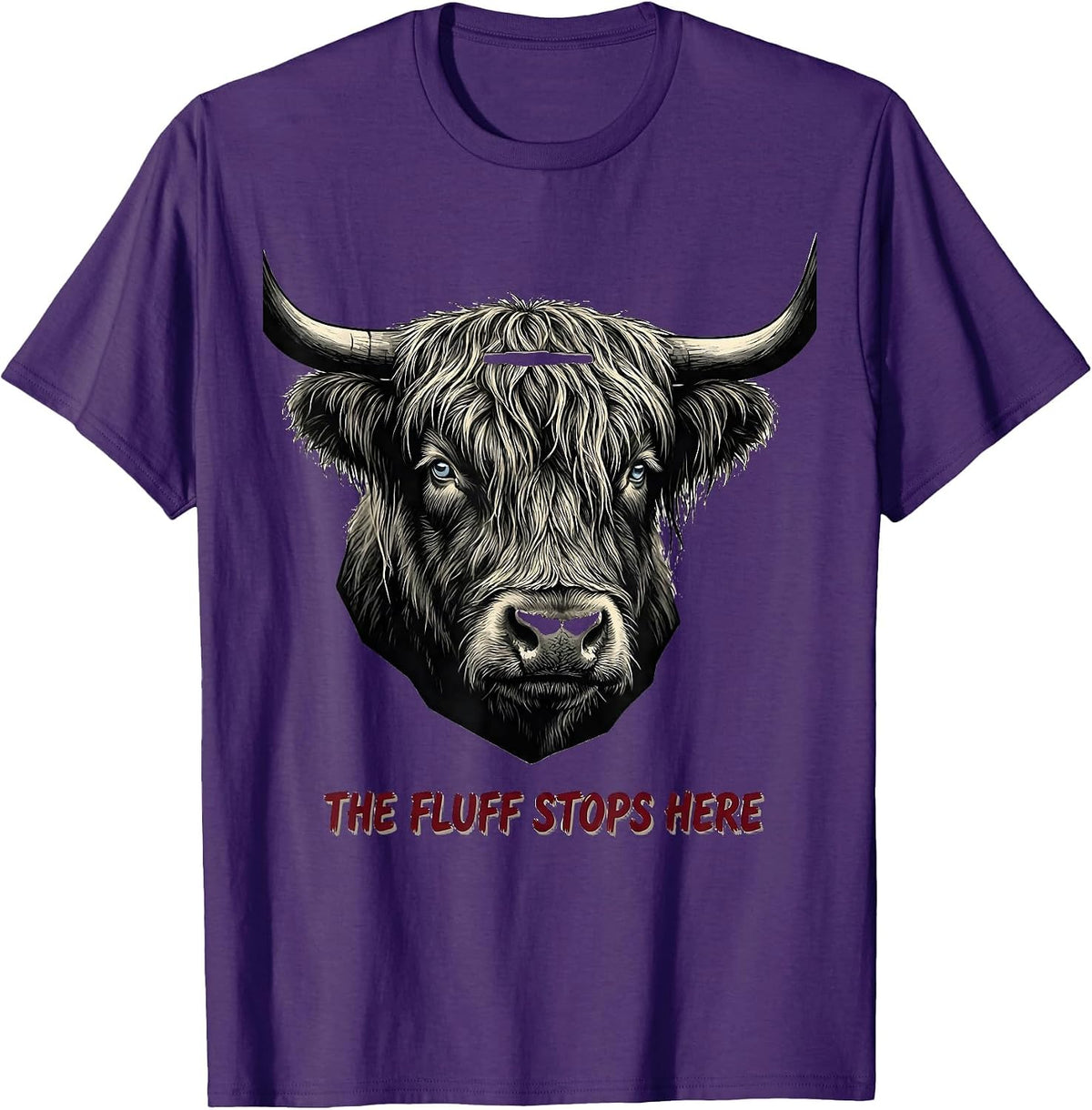 The Fluff Stops Here Funny Highland Cow Humor Scottish Cow T-Shirt - Purple