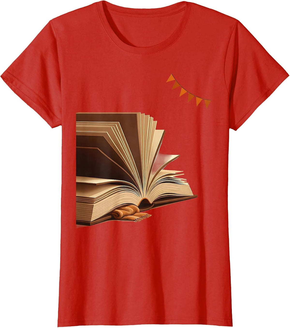 Open Book Fall Reading Teacher Bookworm Cozy Humor T-Shirt - Red