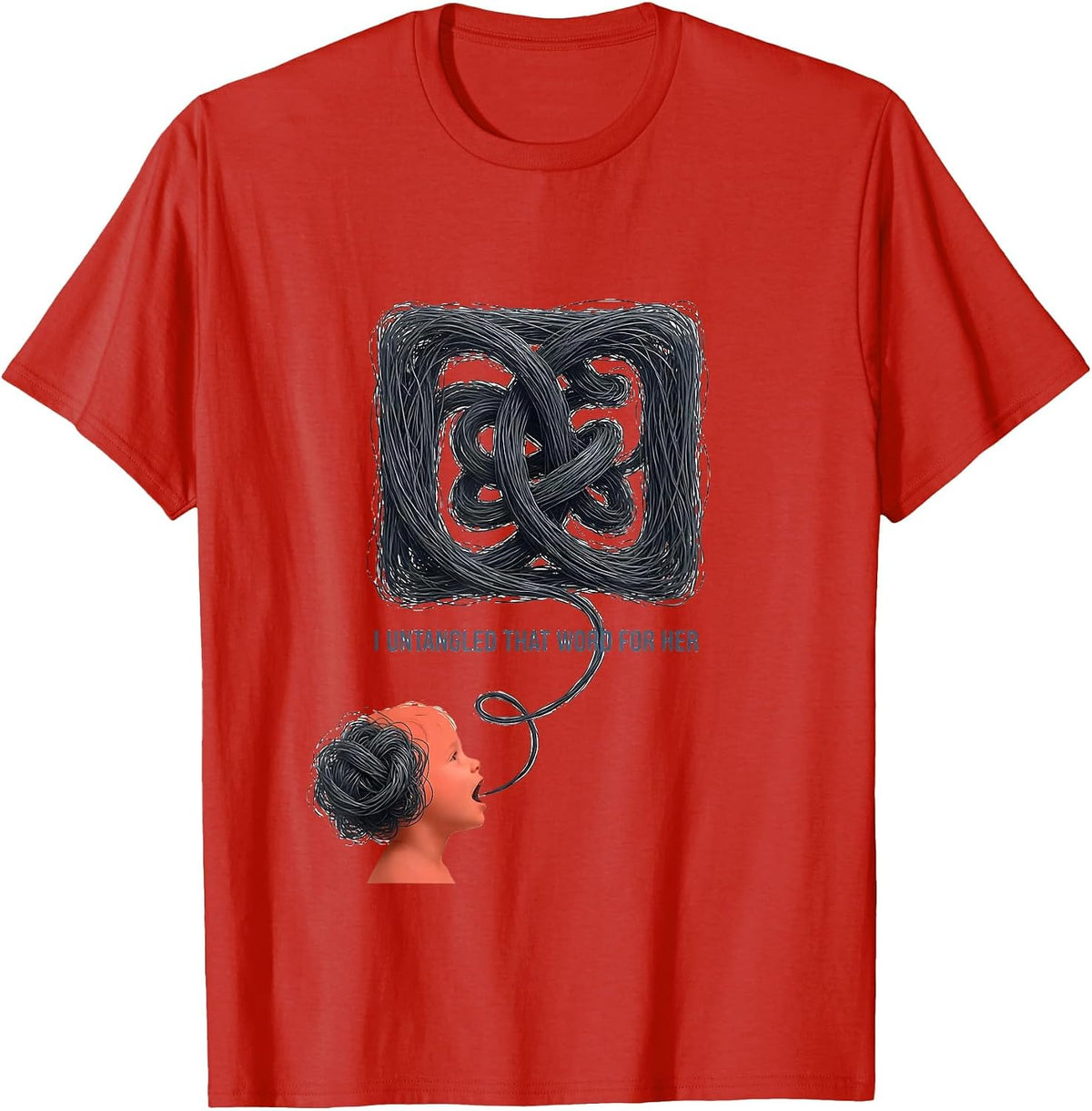 Men's I Untangled That Word For Her Retro Cute Speech Language T-Shirt - Red