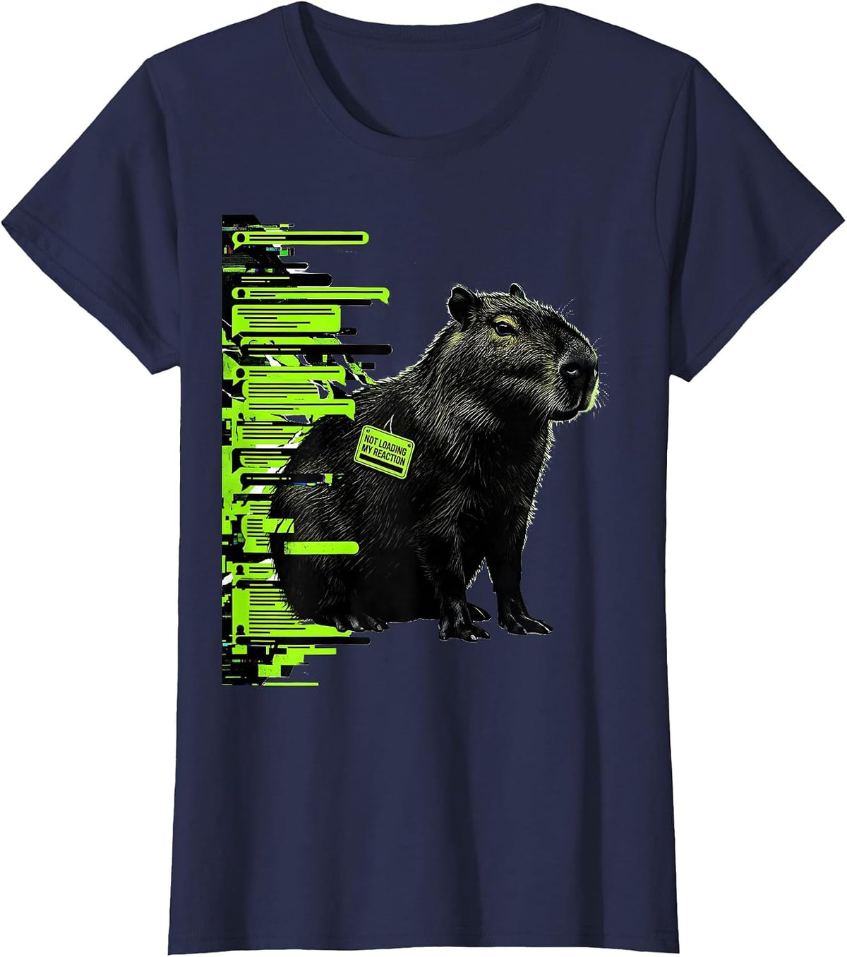 Women's Not Loading My Reaction Funny Capybara Gamer Meme Humor T-Shirt - Navy Blue
