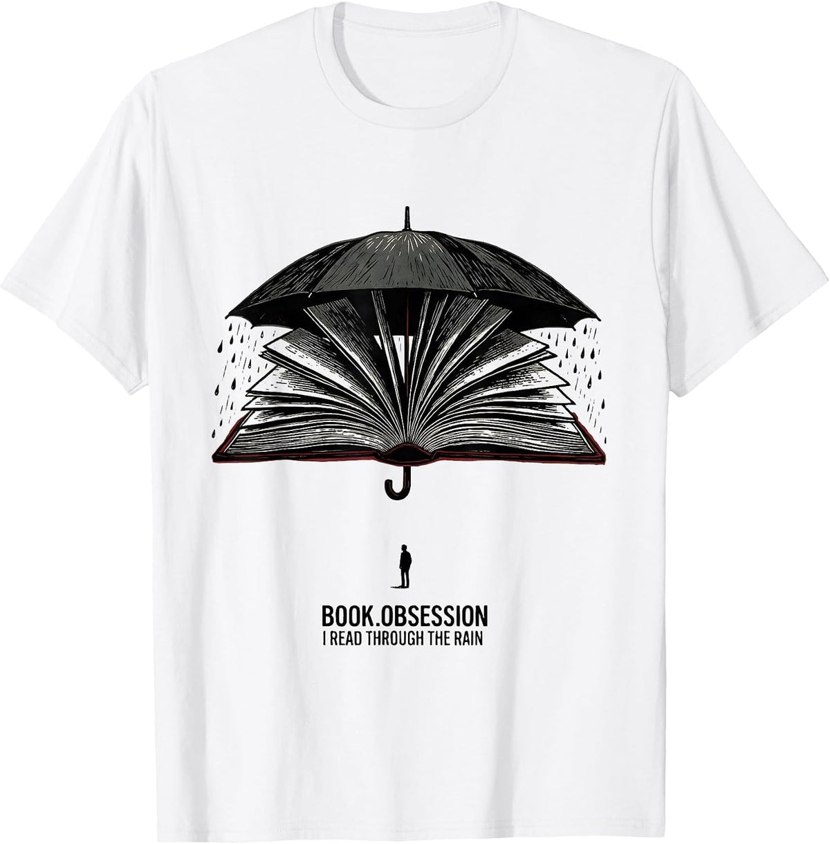 Men's Book Obsession: I Read Through The Rain Bookworm T-Shirt - White