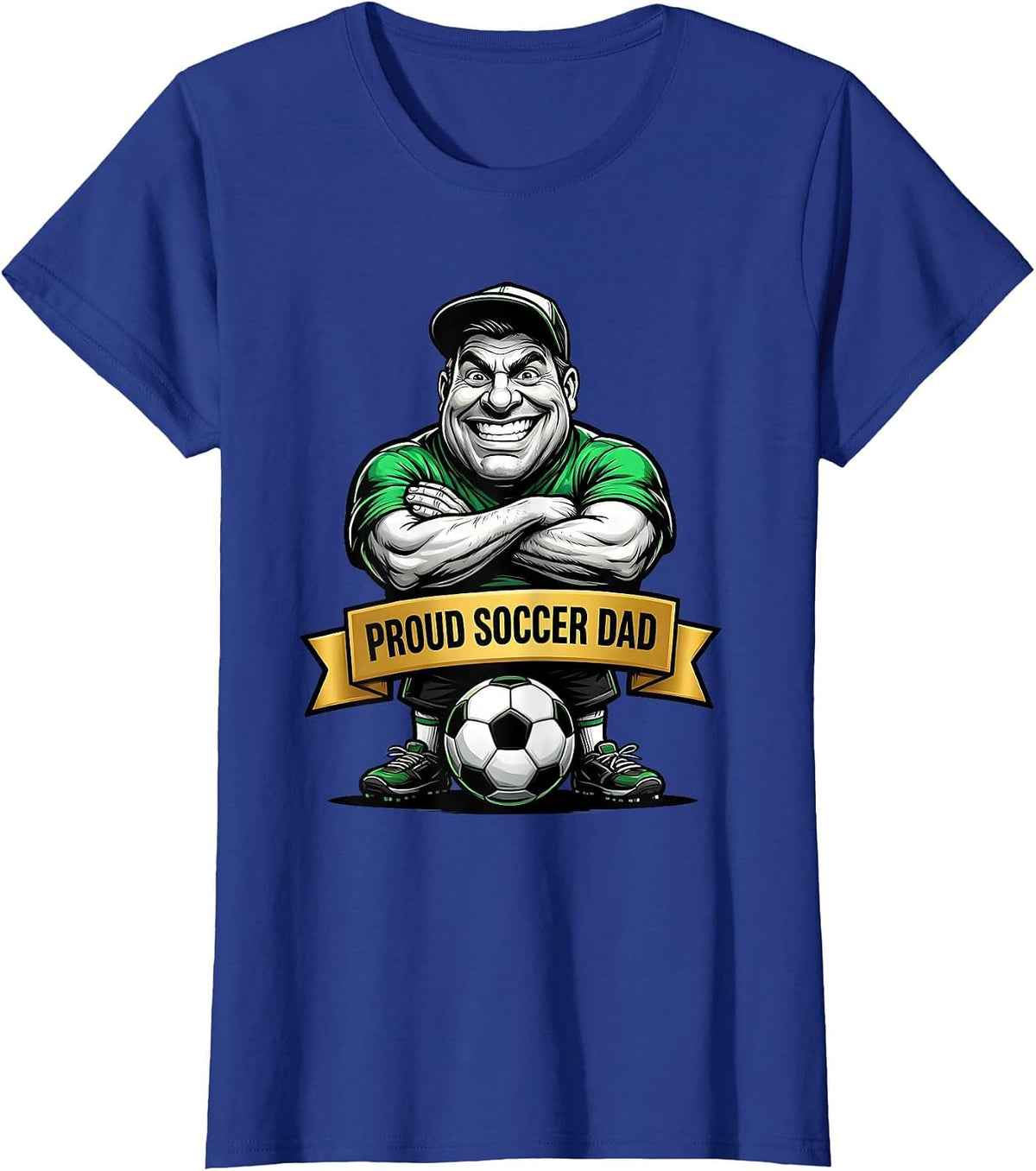 Women's Proud Soccer Dad Graphic Design T-Shirt - Royal Blue