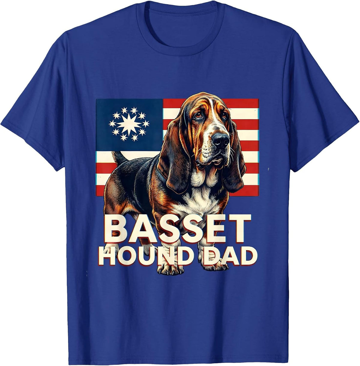 Men's Basset Hound Dad Patriotic 4th Of July Dog Breed Pride T-Shirt - Royal Blue