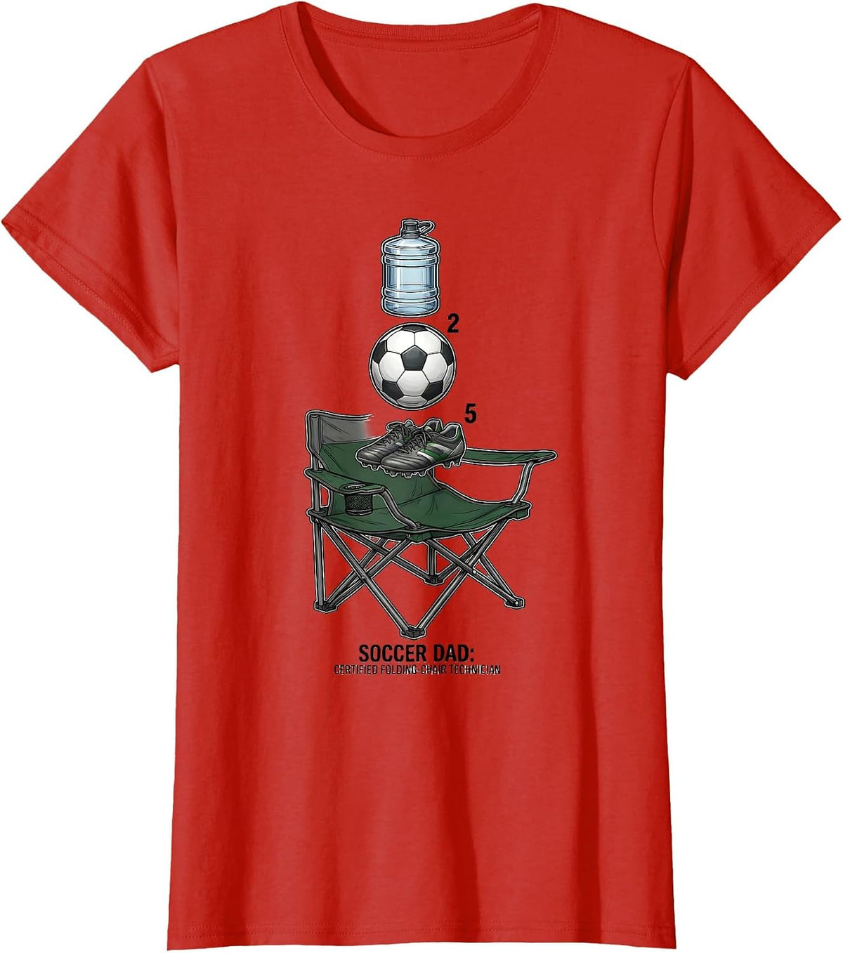 Women's Soccer Dad: Certified Folding-Chair Technician Dad T-Shirt - Red