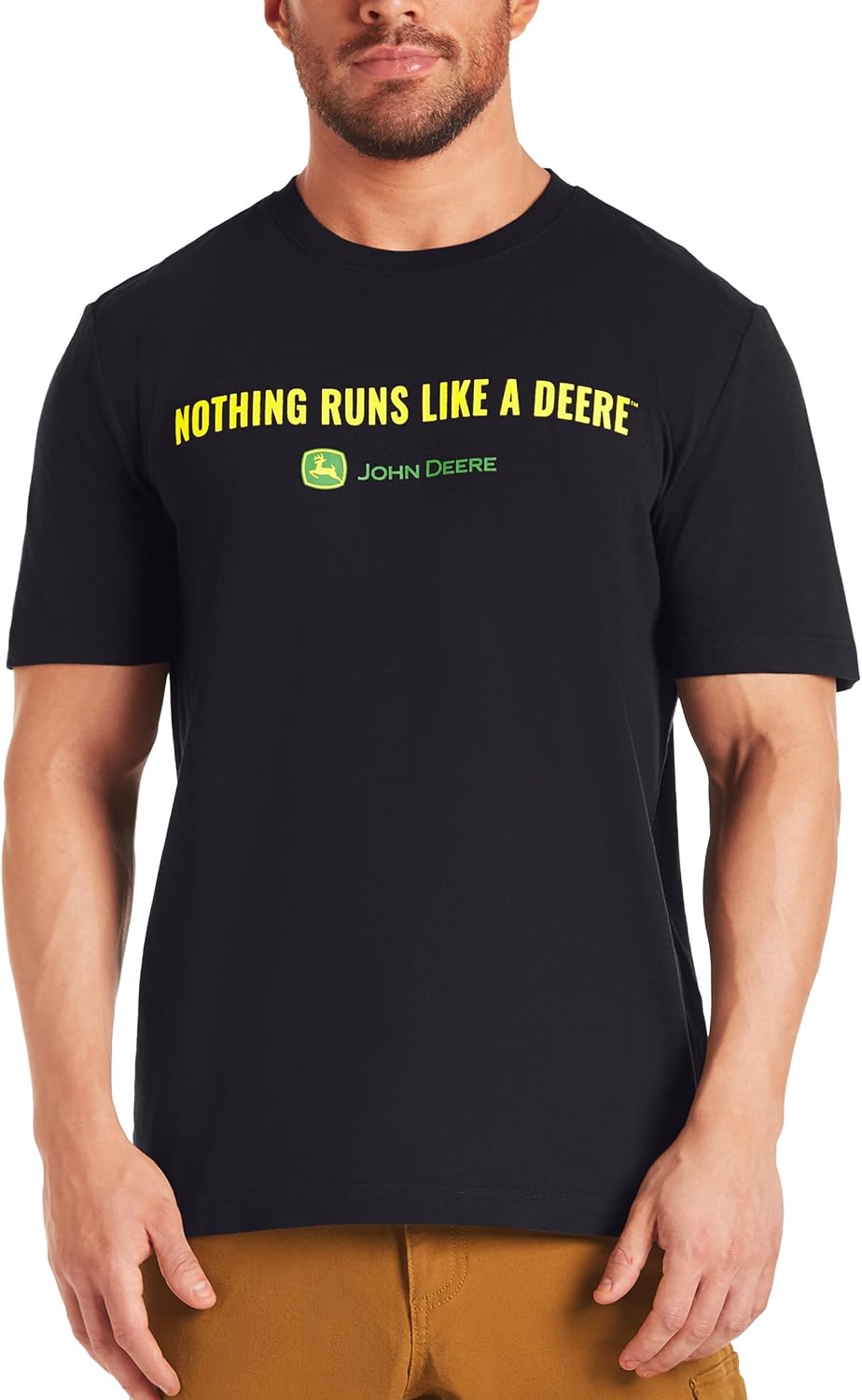 John Deere Men's Nothing Runs Like a Deere Graphic T-Shirt, Regular Fit - Black