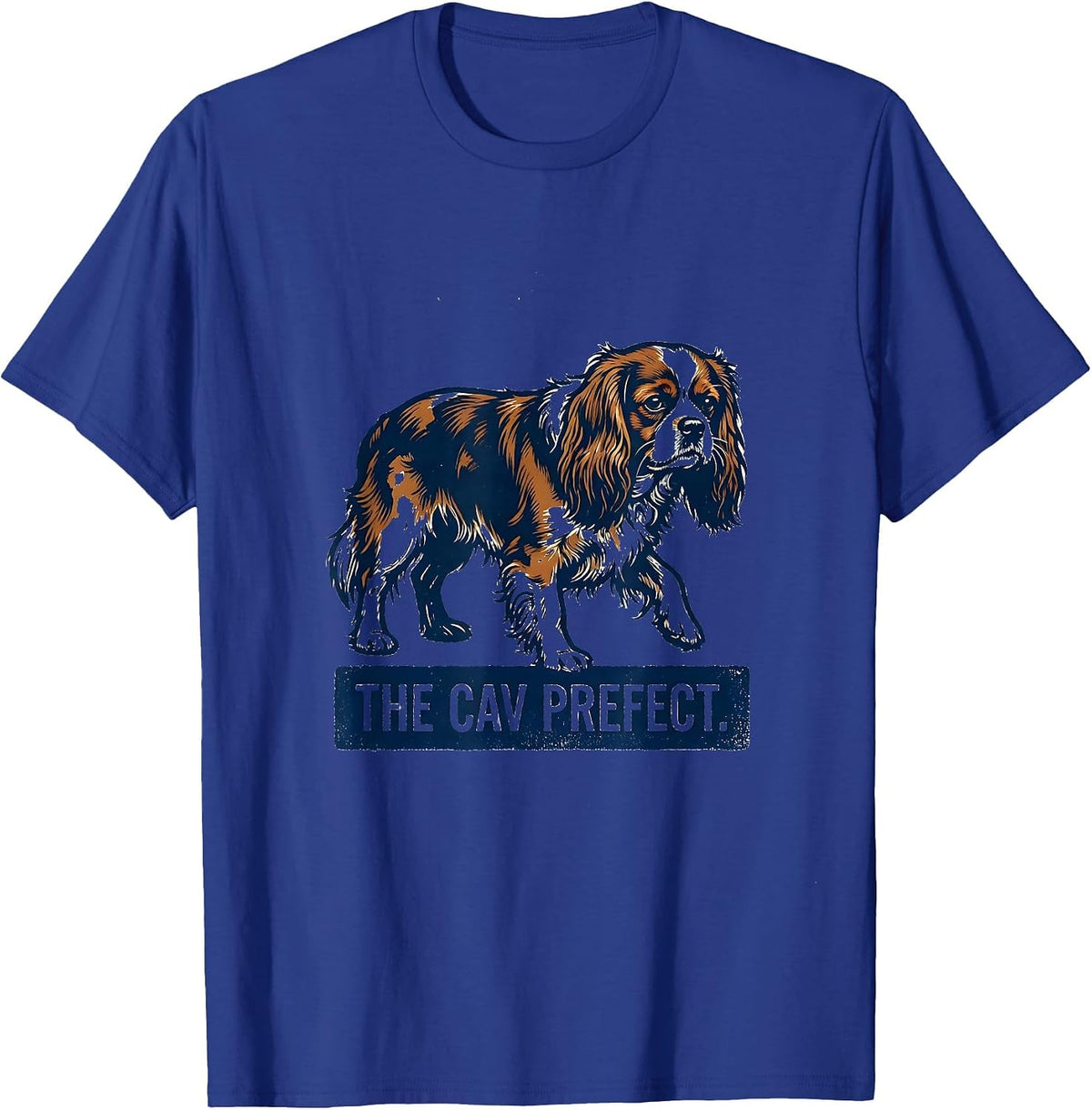 Men's The Cav Prefect Rubber Stamp Cavalier King Charles Spaniel T-Shirt - Royal Blue