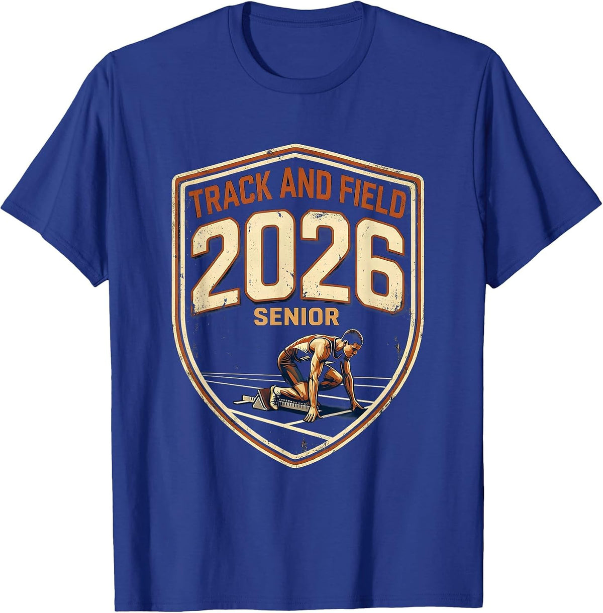 Track And Field Senior 2026 Vintage Graduation Pride T-Shirt - Royal Blue