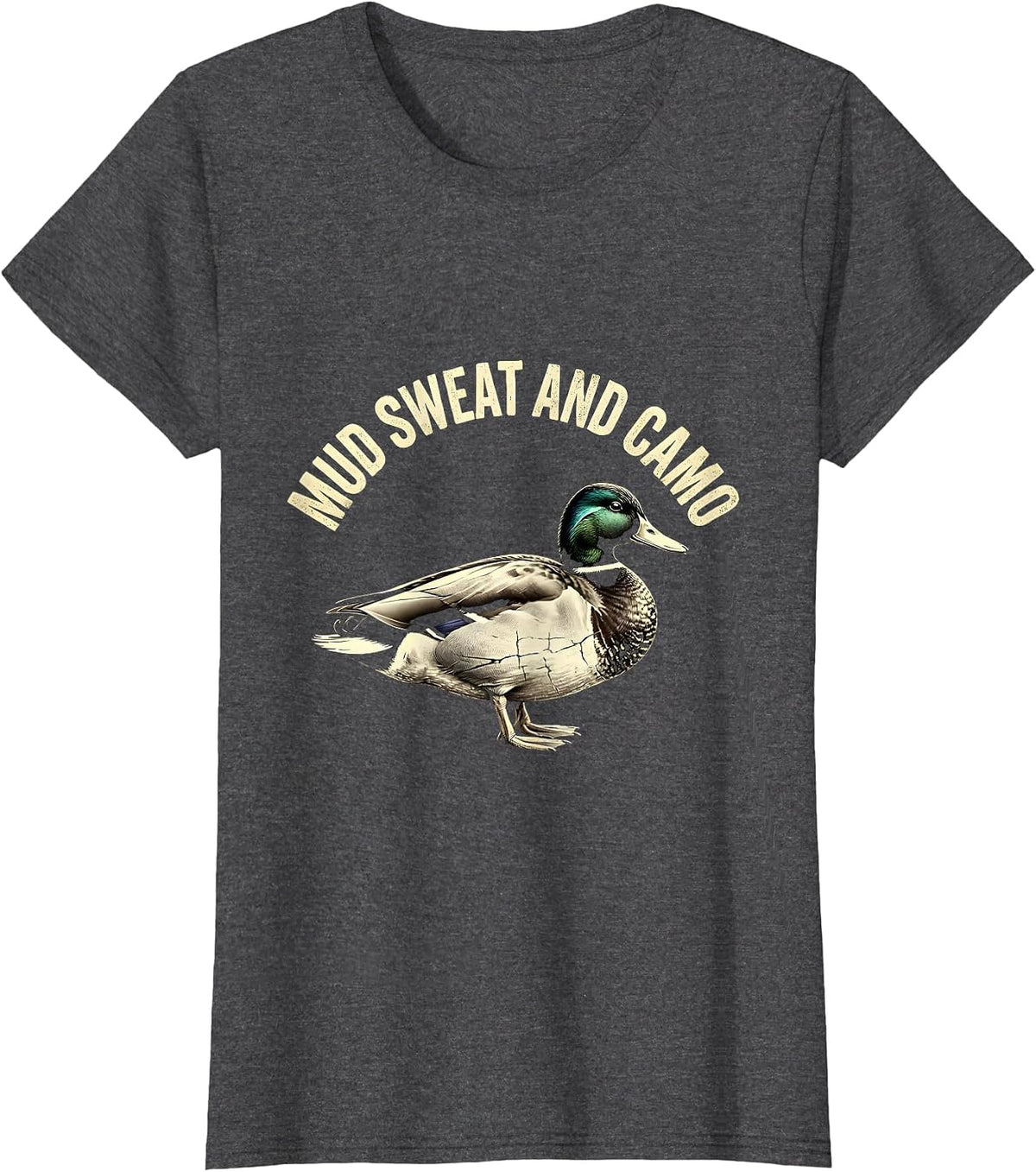 Women's Mud Sweat and Camo Bottomland Hunting Design T-Shirt - Dark Heather Grey