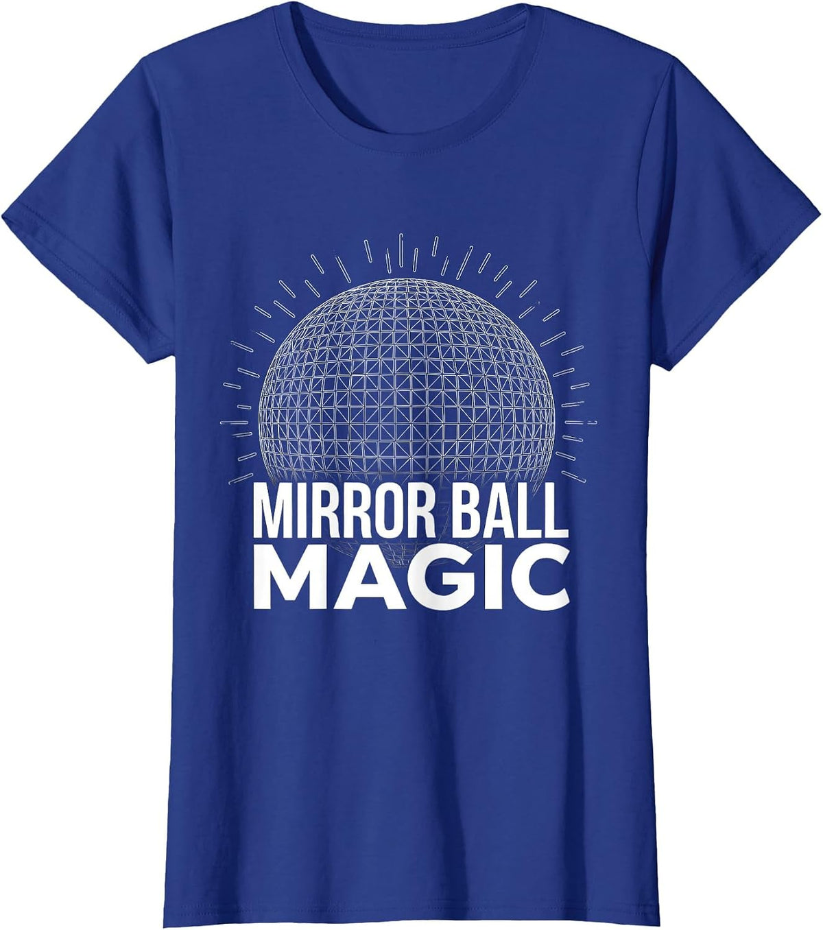 Women's Mirror Ball Magic Disco Graphic Design T-Shirt - Royal Blue