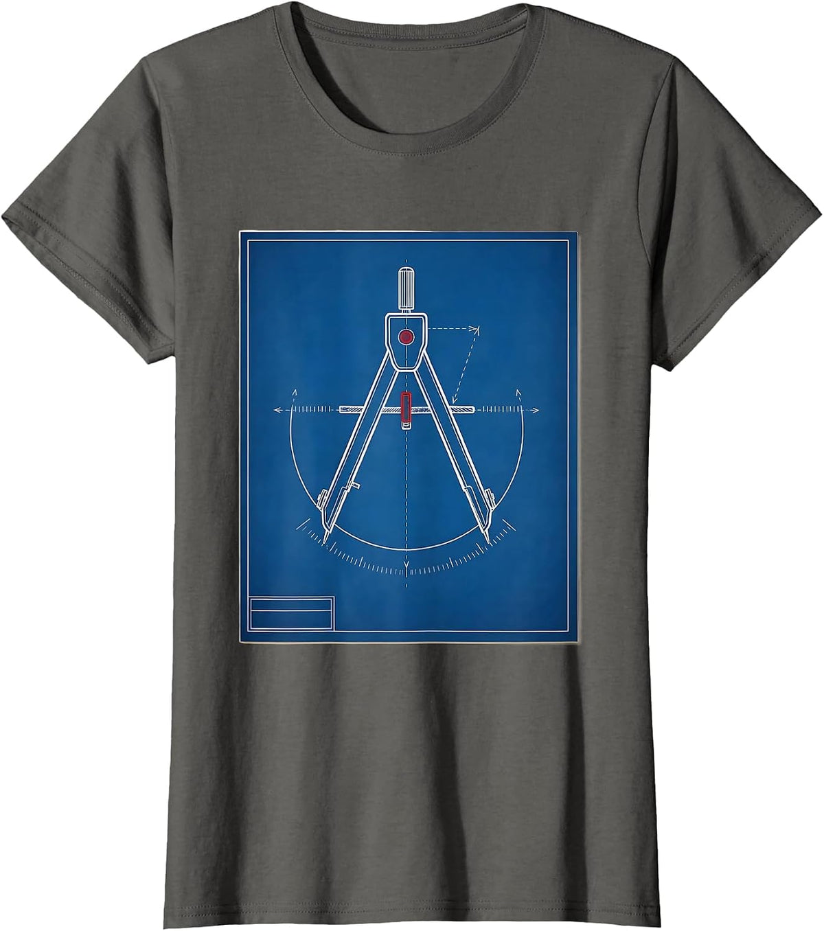 Women's Square and Compass Freemason Technical Blueprint Fraternal T-Shirt - Asphalt Grey