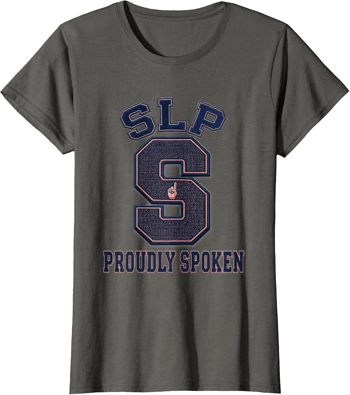 Women's SLP Proudly Spoken Chunky Collegiate Speech Language T-Shirt - Asphalt Grey