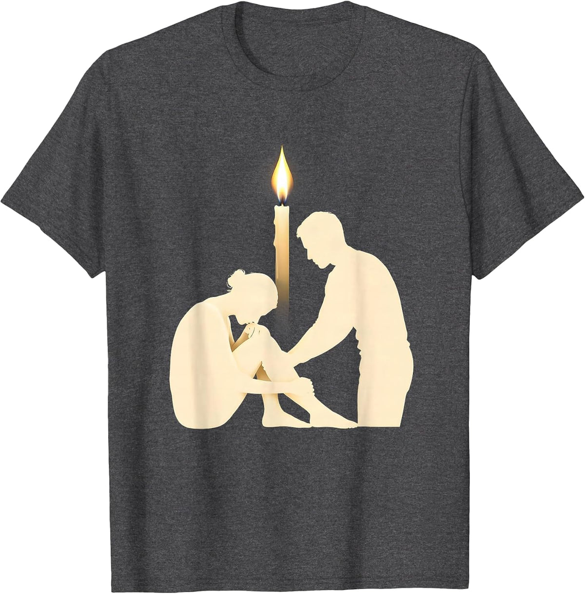 Social Worker Candle Flame Light in Darkness Design T-Shirt - Dark Heather Grey