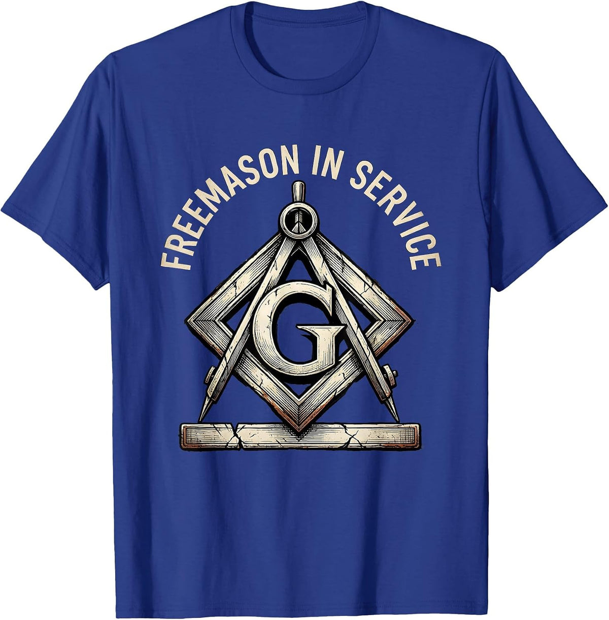 Freemason In Service Distressed Masonic Lodge Gift T-Shirt - Royal Blue