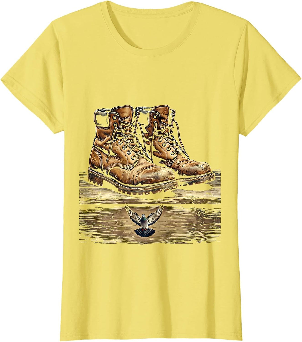 Social Worker Worn Boots Doorstep Graphic T-Shirt - Lemon Yellow