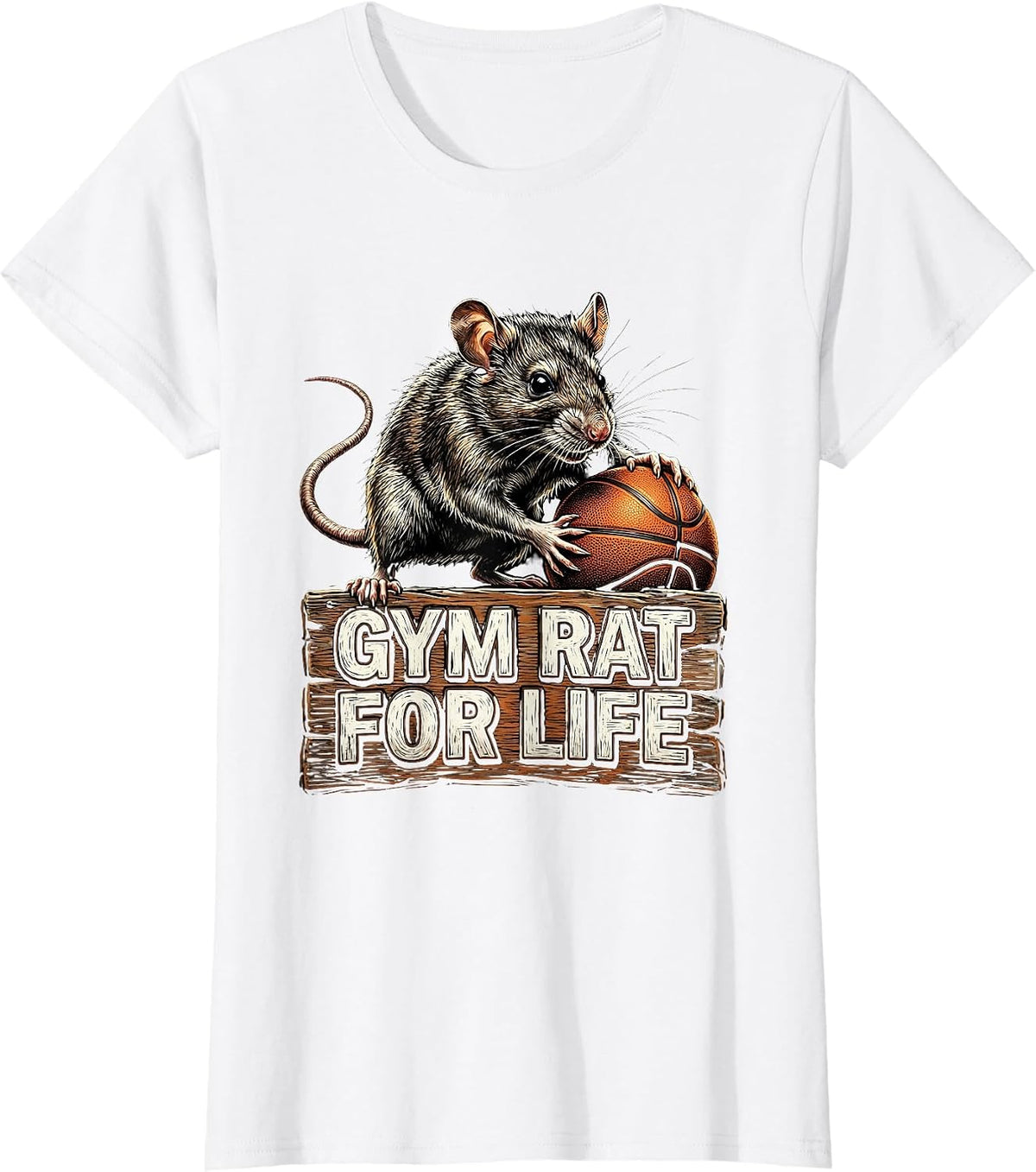 Gym Rat For Life Basketball Graphic Design T-Shirt - White