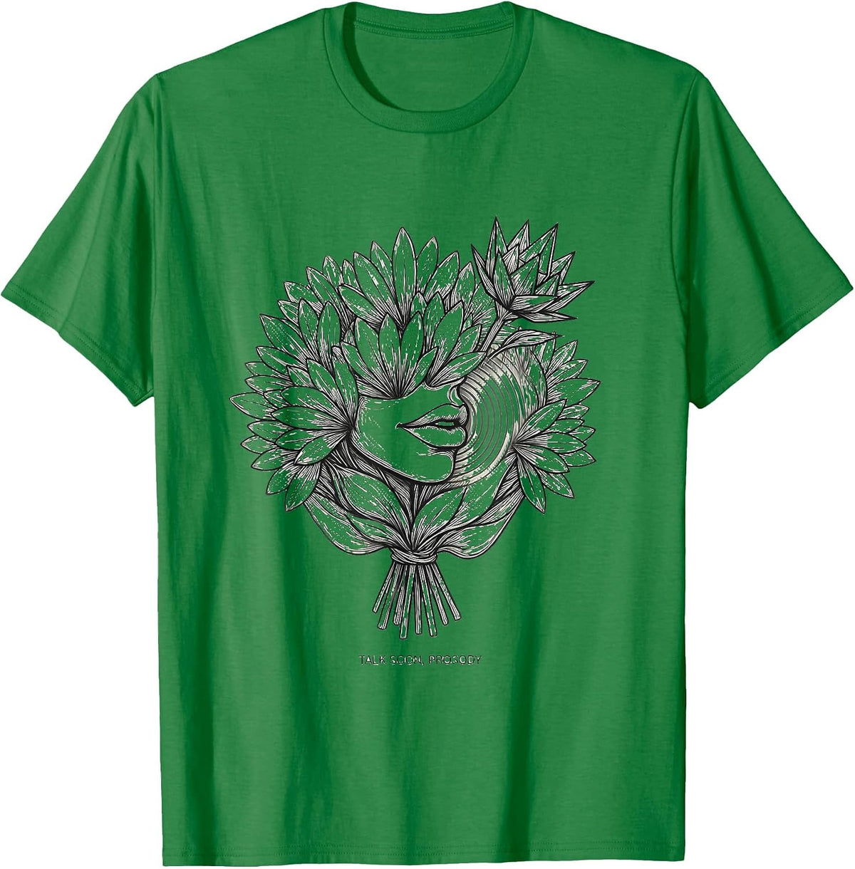 Men's Talk Soon Prosody Retro Floral Speech Language Pathologist T-Shirt - Kelly Green