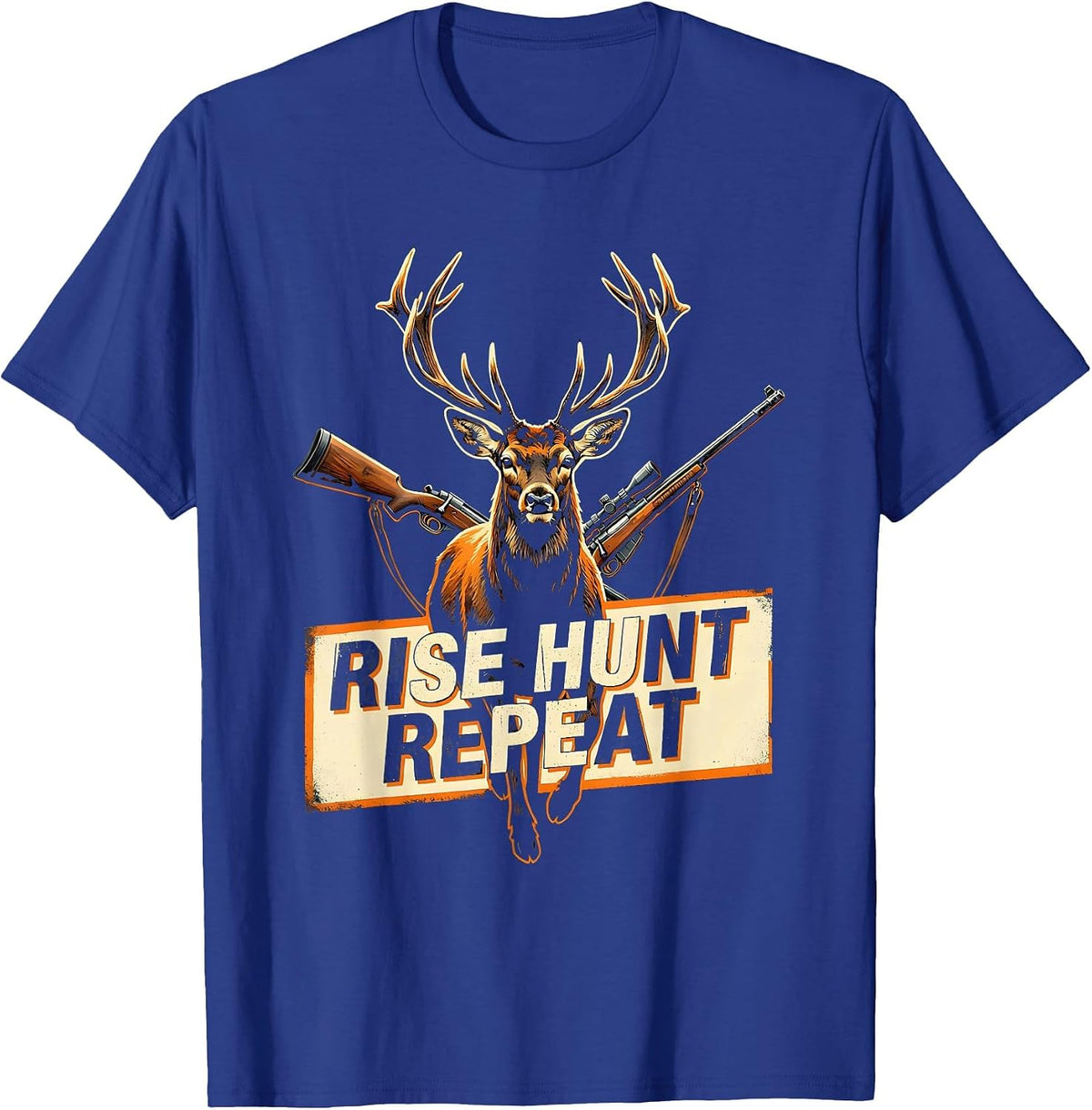 Men's Rise Hunt Repeat Hunting Graphic Design T-Shirt - Royal Blue