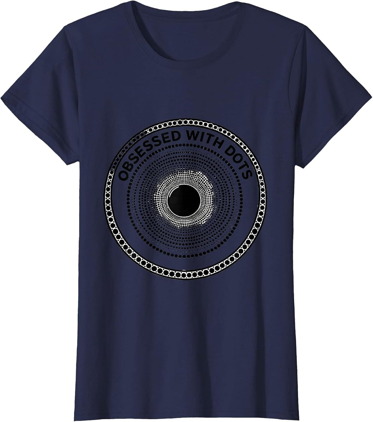 Women's Obsessed With Dots Quirky Pattern Design T-Shirt - Navy Blue