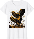Women's Mud-Caked Work Boots Blue Collar Graphic T-Shirt - White