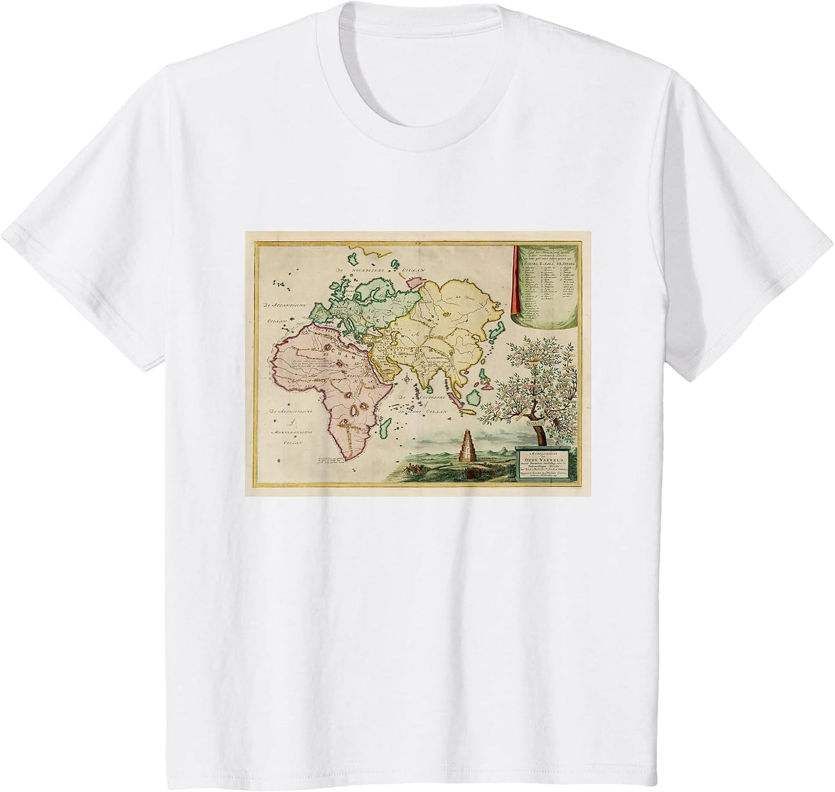 Vintage Afro-Eurasia Pangea Map (1749) T-Shirt - White