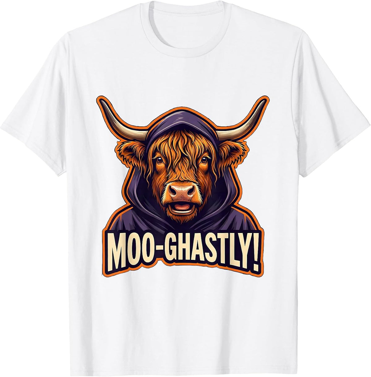 Men's Moo-ghastly! Funny Highland Cow Halloween Humor T-Shirt - White