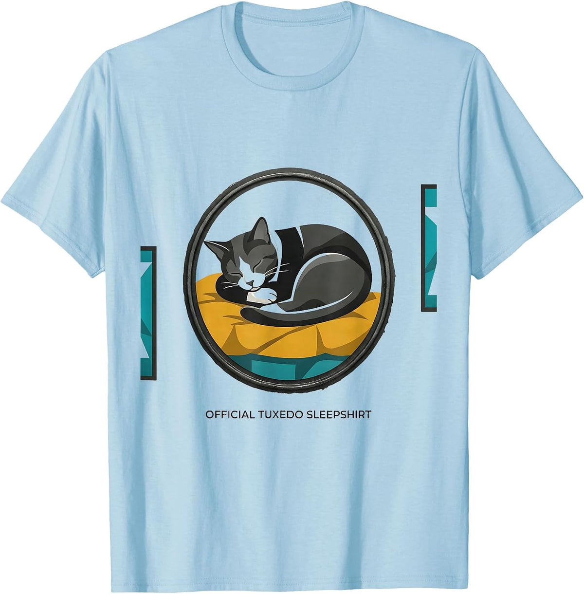 Men's Official Tuxedo Sleepshirt Cute Sleeping Cat Nap Lover T-Shirt - Baby Blue