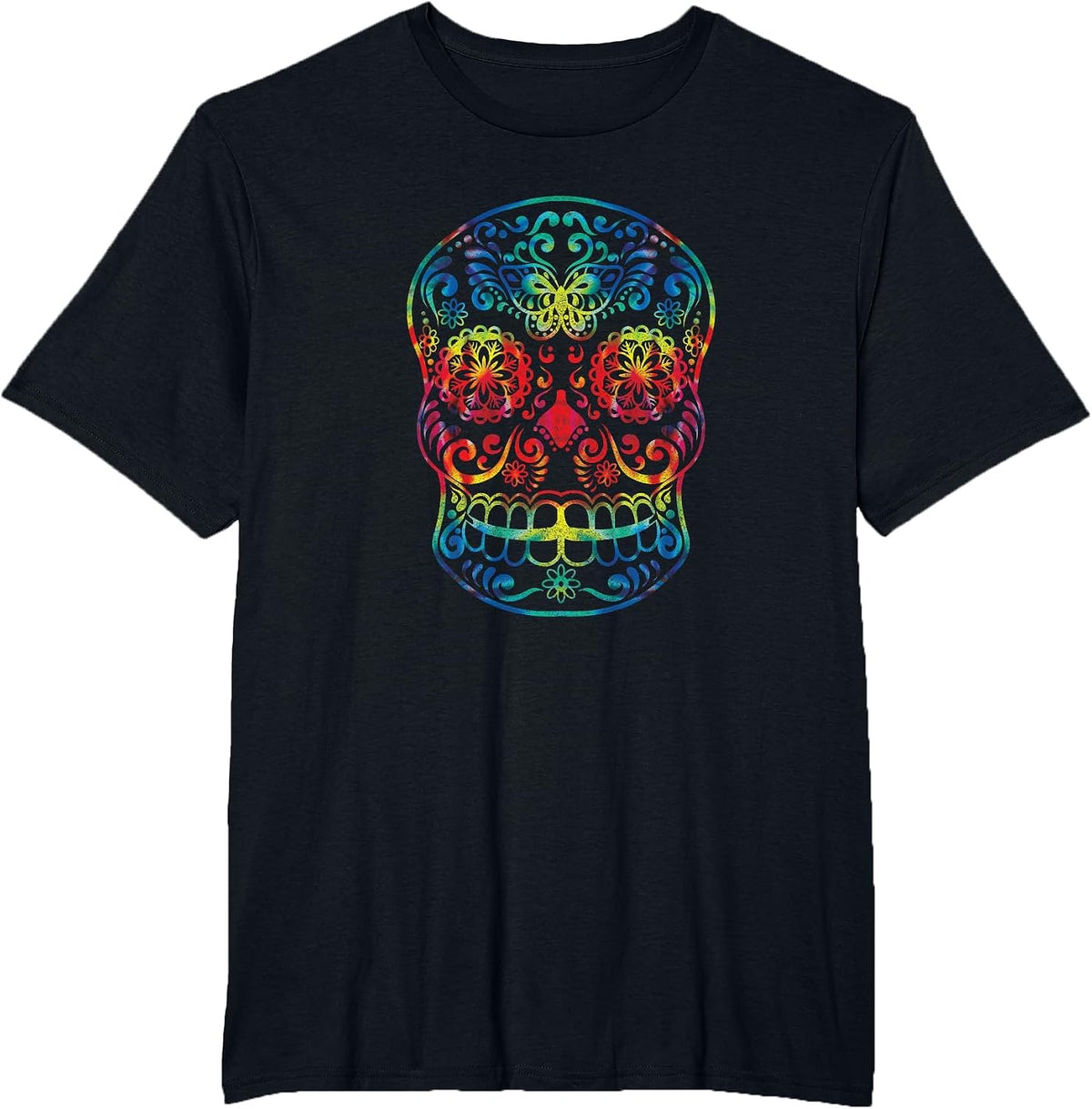 Tie Dye Sugar Skull | Day of the Dead | Psychedelic T-Shirt - Black