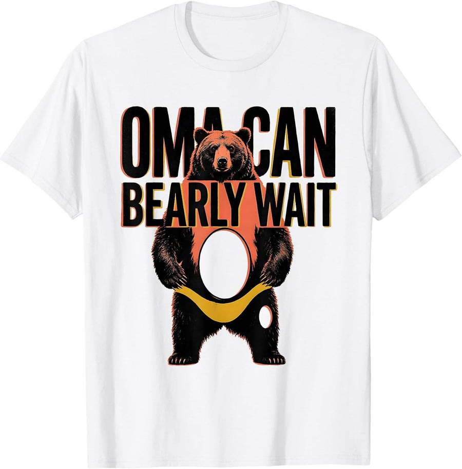 Men's Oma Can Bearly Wait Bear Family Matching Baby Shower Grandma T-Shirt - White
