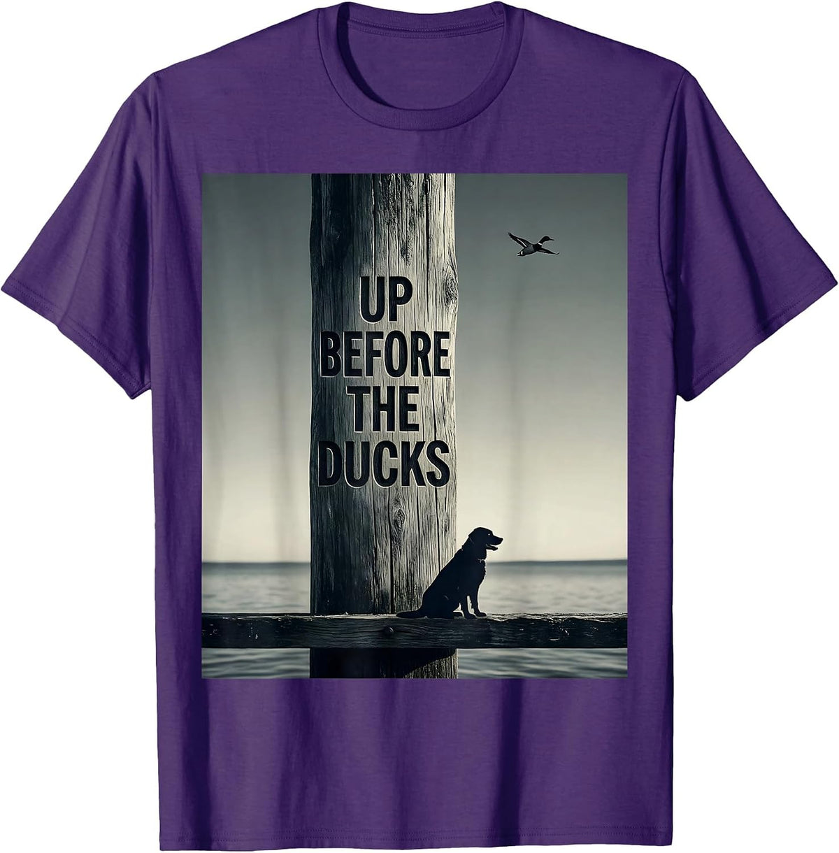 Up Before The Ducks Vintage Duck Hunting Labrador Retriever T-Shirt - Purple