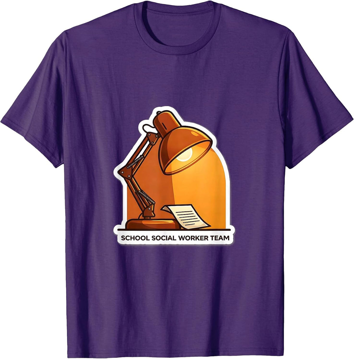 School Social Worker Team Sticker Style Staff Appreciation T-Shirt - Purple