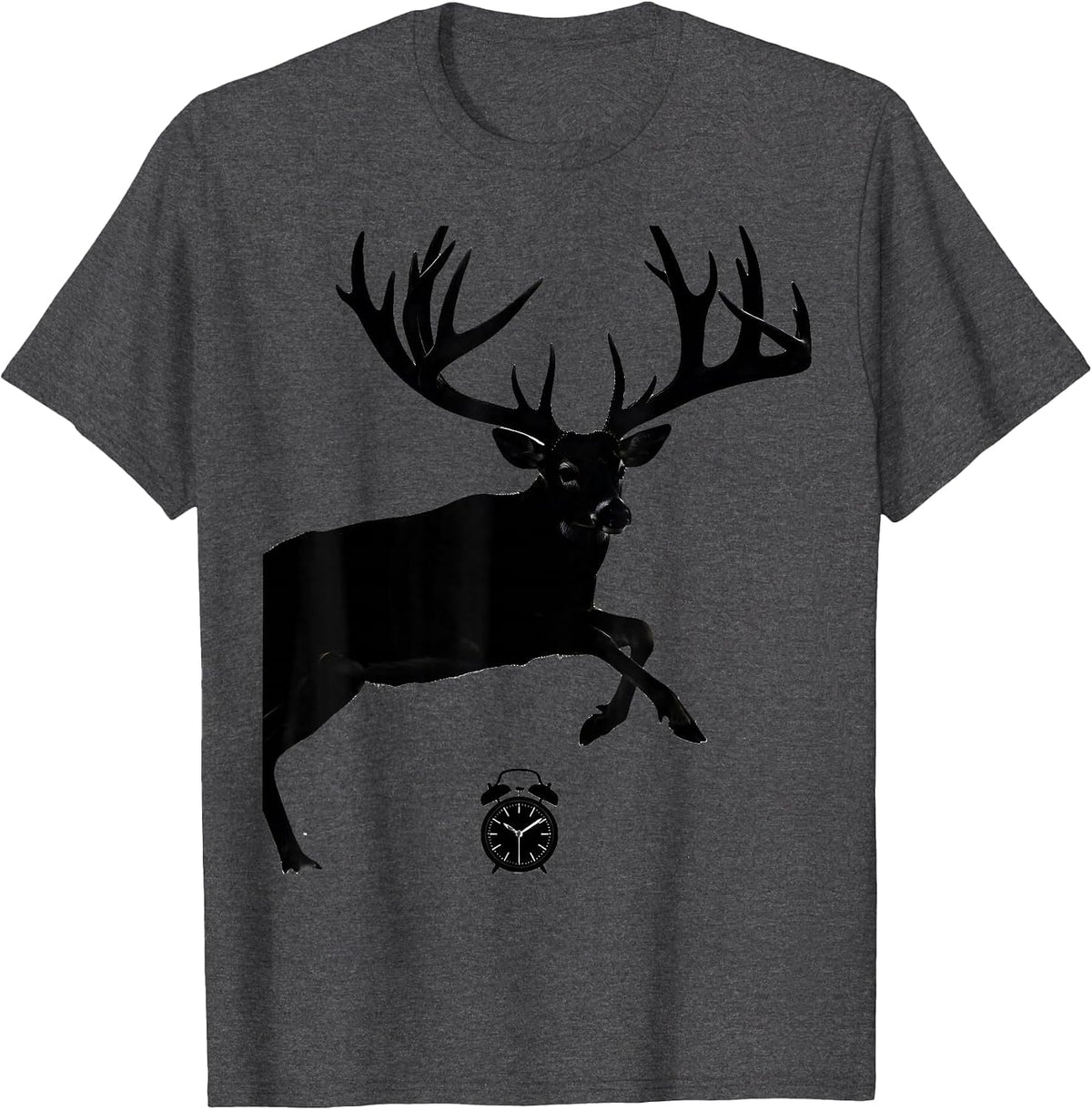 Men's Oversized Leaping Whitetail Deer Hunter Dad Humor T-Shirt - Dark Heather Grey