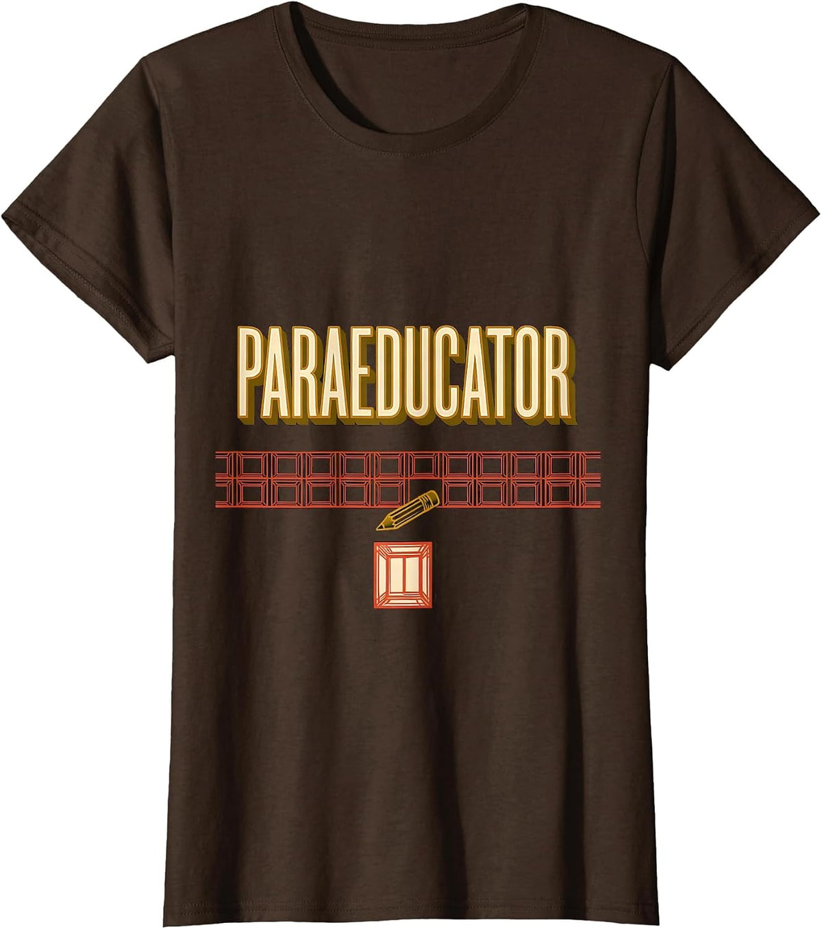 Women's Paraeducator Sign Painter Showcard Teacher Aide School T-Shirt - Brown