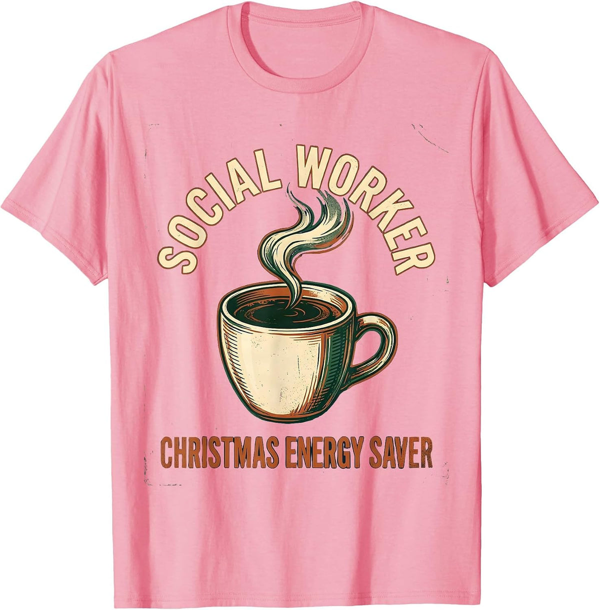 Men's Social Worker, Christmas Energy Saver Vintage Social Work T-Shirt - Pink