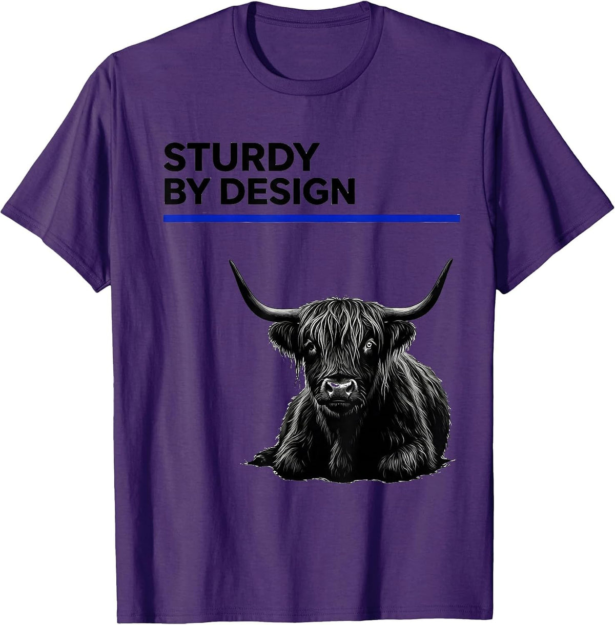 Men's Sturdy By Design Funny Highland Cow Farm Animal Lover Humor T-Shirt - Purple