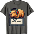Bruh Fine Pixel Art Capybara Gamer Meme Humor T-Shirt - Asphalt Grey