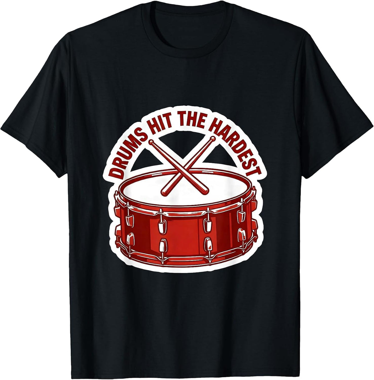 Men's Drums Hit The Hardest Drummer Design T-Shirt - Black