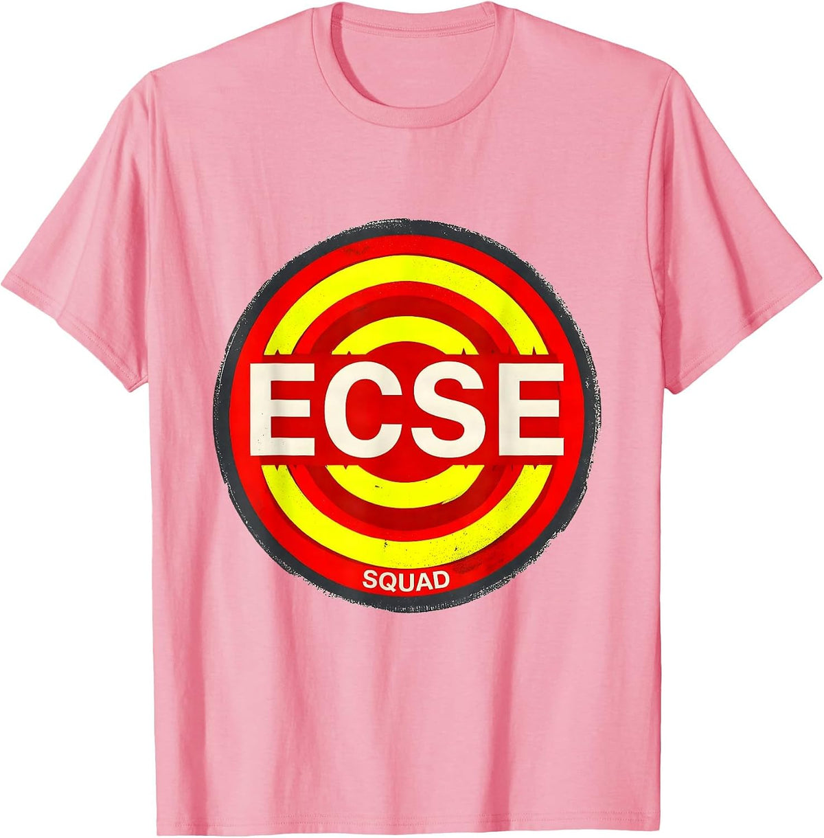 Men's ECSE Squad Stencil Graphic Back To School Support Staff T-Shirt - Pink