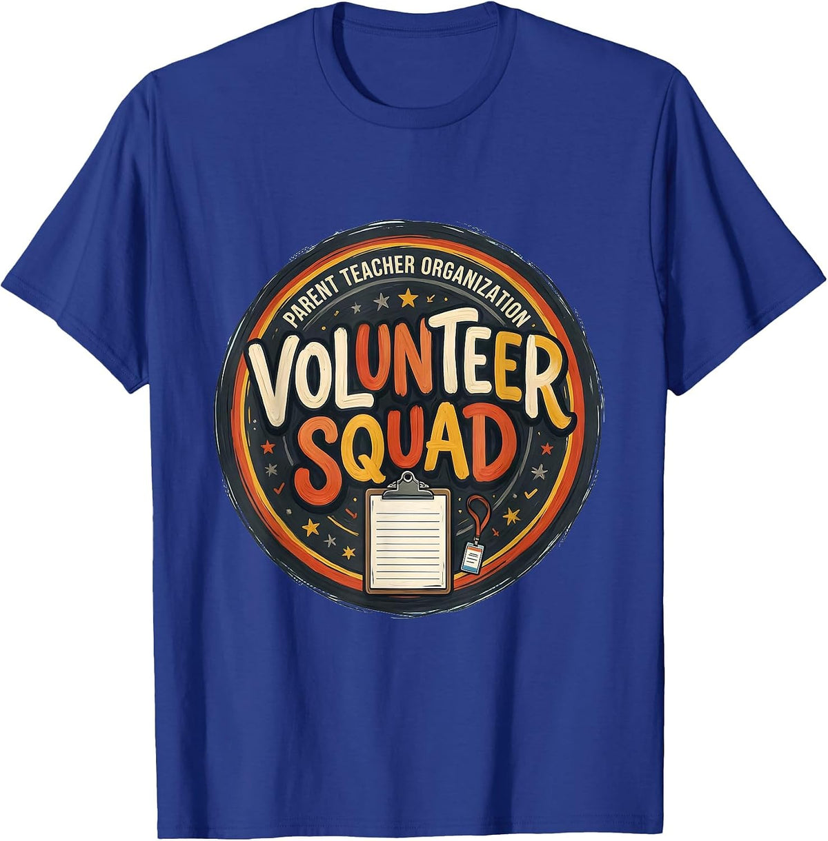 Men's Parent Teacher Organization Volunteer Squad Retro T-Shirt - Royal Blue