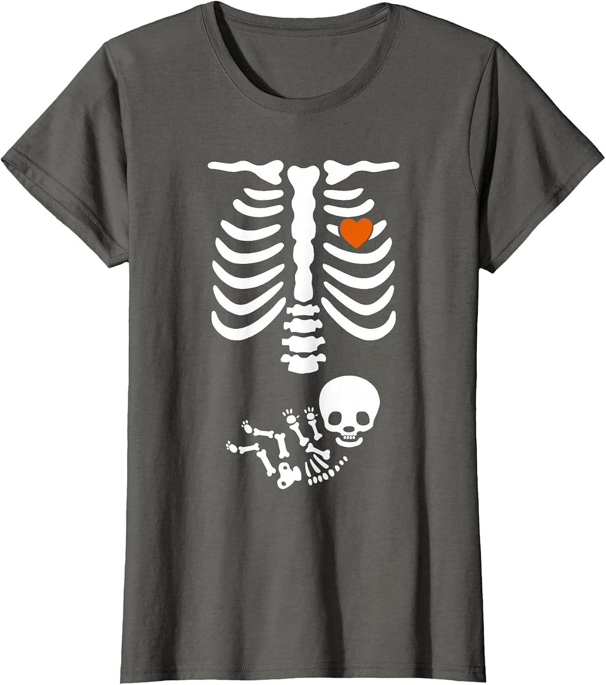 Beer Belly & Baby Skeleton Pregnancy Couples Halloween Mom T-Shirt - Asphalt Grey