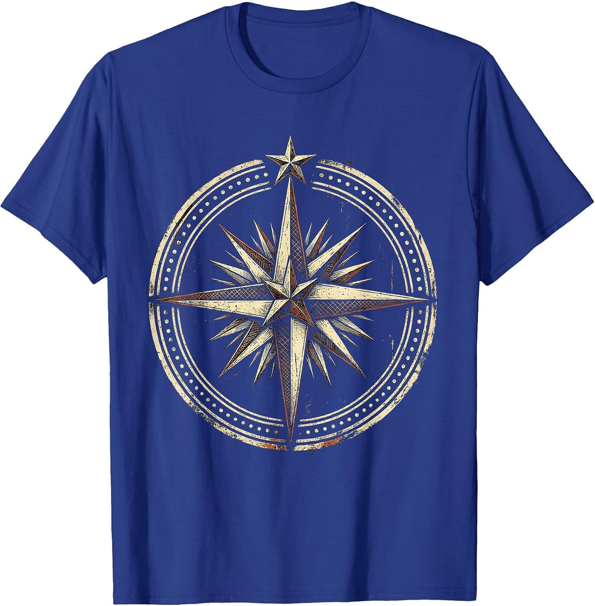 Men's Social Worker Compass Rose Guiding Star Design T-Shirt - Royal Blue